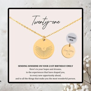 Personalized Initial 21st Birthday Necklace, Sending Sunshine Necklace, 21st Birthday Milestone for Her, Friend Turning 21, Gift for Women
