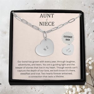 Personalized Double Initial Heart Necklace for Niece from Aunt, Gift From Niece, Paperclip Chain, Custom Letter Pendant Gift