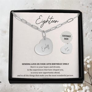 Personalized 18th Birthday Name Necklace, Custom Heart Necklace, Birthday Gift For Her, Dainty Milestone Sister Jewelry Gifts, Daughter Gift