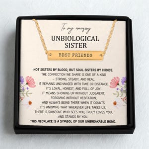 Custom Unbiological Sister Necklace, Friendship Necklaces Silver and Gold, Engraved Soul Sister Jewelry, Sentimental Gift for Best Friend
