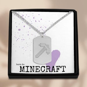 Pickaxe Tag Necklace, Custom Gamer Necklace for Boys and Girls, Gold Plated Gaming Necklace, Game Pendant Jewelry, Gamer Boy, Gift for Him