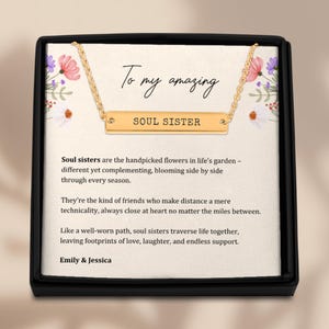 Personalized Soul Sister Necklace, Friendship Jewelry, Friendship Gift for Her, Best Friend Gift Idea, BFF Besties,Bestfriend Gift for Women
