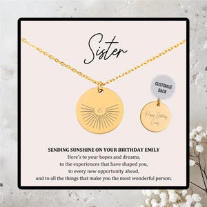 Personalized Sister Initial Sunbursts Necklace, Sister Birthday Gift, Gift for Sister, Jewelry Gift for Sister, Sister Necklace Birthday