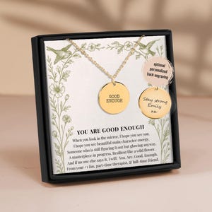 You Are Good Enough Necklace, Motivational Self-Love Gift For Best Friend, Personalized Friendship Encouragement Jewelry, Custom Reminder