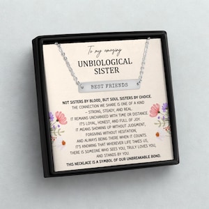 Personalized Unbiological Sister Necklace, Friendship Necklaces Silver and Gold, Engraved Soul Sister Jewelry, Pendant Gift for Best Friend