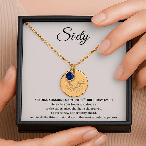 Personalized 60th Birthstone Gift for Women, 60th Birthday Sun