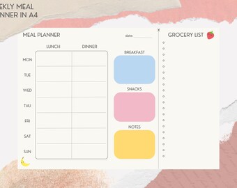 Weekly Meal Planner and Grocery List Template