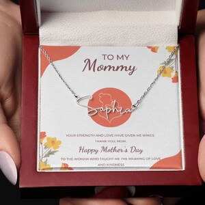 Custom Name Signature Style Necklace with Beautiful Message card For Mom, Personalized Necklace, Mother's Day Necklace, Gift For Mom, Mummy