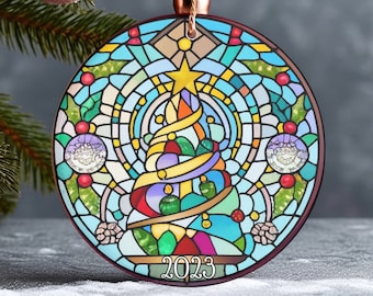 Ceramic Christmas TreeOrnament, Stained Glass Christmas Decoration 2023, Holiday Gift Idea, Heir loom Keepsake, Gift Exchange, Gift Idea