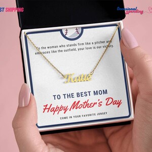 Personalizable Necklace For Baseball Mom with Beautiful Message Card, Mother's Day Gift, Baseball Lover Mom, Sports Mom Gift, baseball gifts