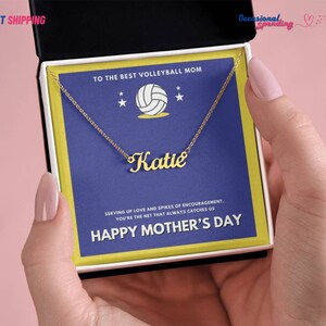 Personalizable Name Necklace For Volleyball Mom with Beautiful Message Card, Mother's Day Gift, Baseball Lover Mom, Sport Mom Gift, Sports
