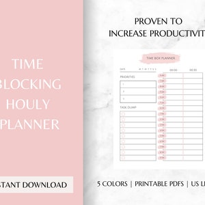 Time Boxing or Blocking Daily Planner, Printable, Time Block Planner, Task Manager, Daily Time Blocking, Productivity