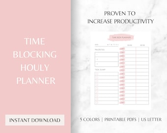 Time Boxing or Blocking Daily Planner, Printable, Time Block Planner, Task Manager, Daily Time Blocking, Productivity