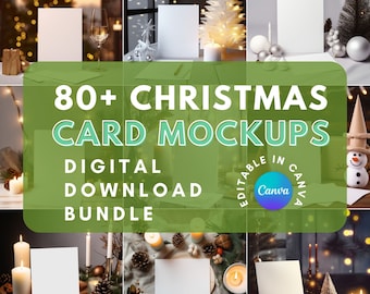 80+ Christmascard mockups,Downloadable card christmas bundle,Christmascard invitation mockup,Card mockup for Christmas bundle,greeting card