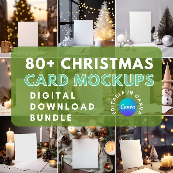 80+ Christmascard mockups,Downloadable card christmas bundle,Christmascard invitation mockup,Card mockup for Christmas bundle,greeting card