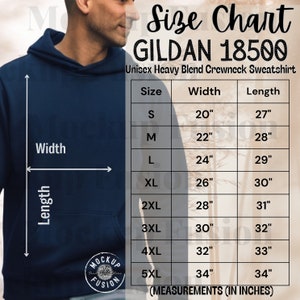 Navy Hooded Sizing,Hoodie sizing Gildan,Model Sizing,Unisex Hooded sizing,Crewneck Hoodie Sizing,SizeChart