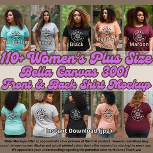 110+,plus sized tshirt mockup bundle,blackwoman mockup,africanamerican mock,plus size mock up black t-shirt,black bella canvas 3001 mockup