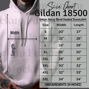 White Hooded Sizing,Hoodie sizing Gildan,Model Sizing,Unisex Hooded sizing,Crewneck Hoodie Sizing,SizeChart