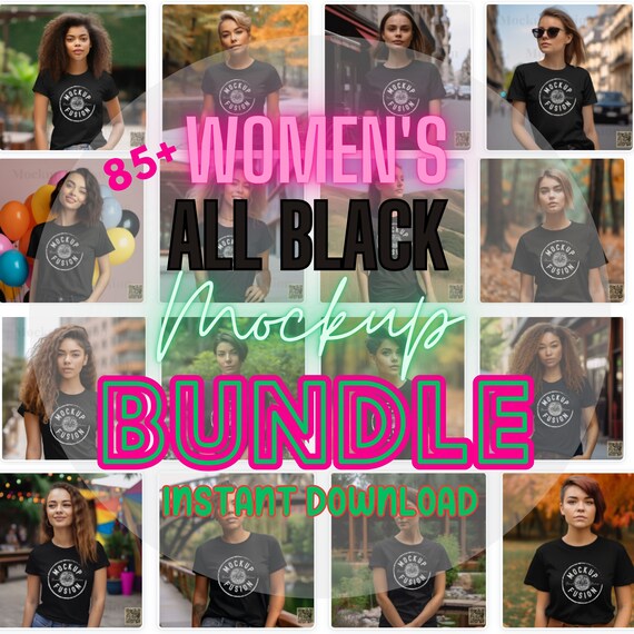 Bella Canva 3001 Mockup Bundle: 85+ Black Shirt Mockups (Digital Download)