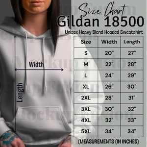 White Hooded Sizing,Hoodie sizing Gildan,Model Sizing,Unisex Hooded sizing,Crewneck Hoodie Sizing,SizeChart