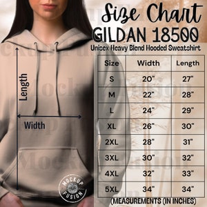 Sand Hooded Sizing,Hoodie sizing Gildan,Model Sizing,Unisex Hooded sizing,Crewneck Hoodie Sizing,SizeChart