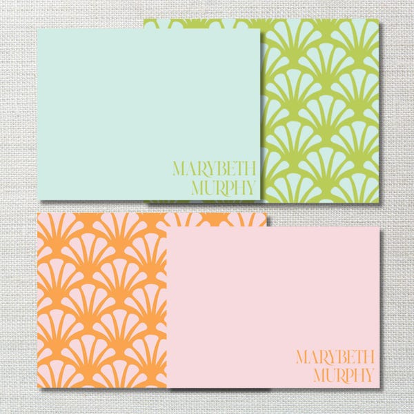 Bold + Bright Personalized Stationery Set: Modern Preppy Note Cards, Custom Colors