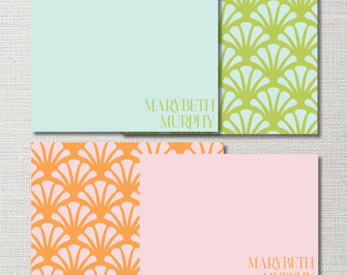 Bold + Bright Personalized Stationery Set: Modern Preppy Note Cards, Custom Colors