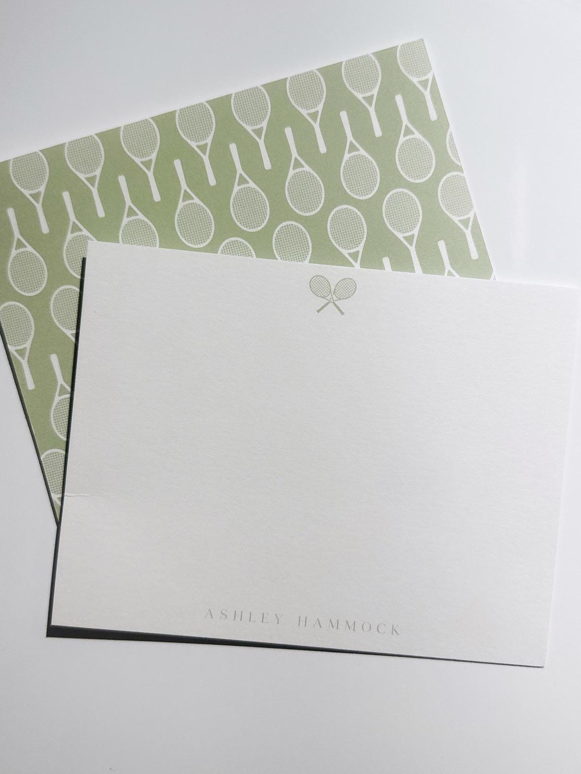 Personalized Tennis Stationery Set | Custom Name Flat Cards With Tennis ...