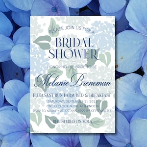 Hydrangea Bridal Shower Invitation | Digital Download | Blue Floral Bridal Shower Invite | Editable Bridal Shower Template | A7