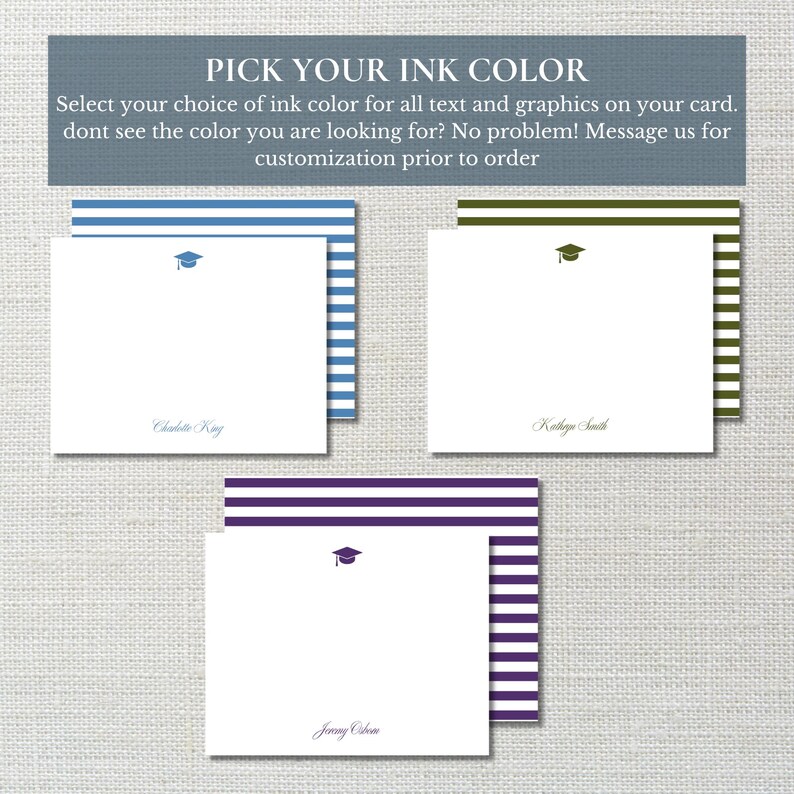 Classic Personalized Graduation Stationery | Custom Grad Note Cards ...