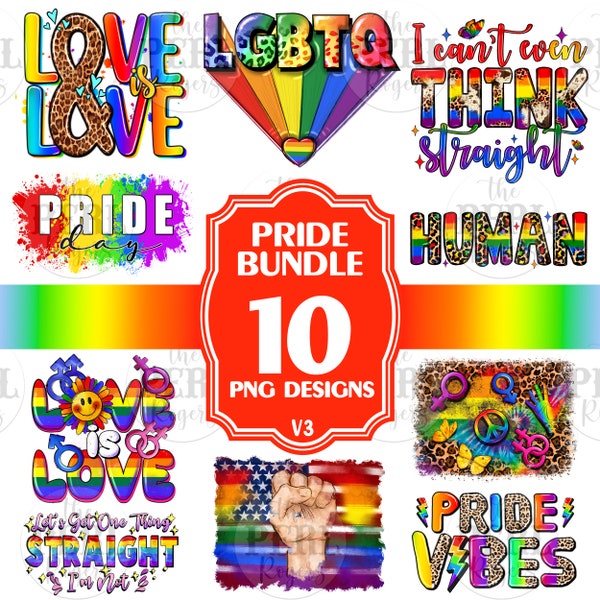 Pride bundle V3 png sublimation design download, LGBTQ+ png, love is love png, LGBTQ+ bundle png, sublimate designs download