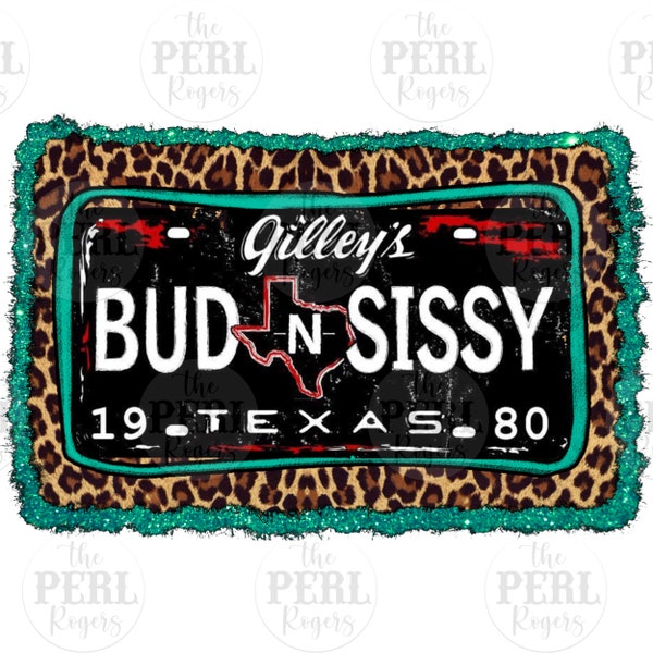 Bud and Sissy licence plate png sublimation design download, cowboy and cowgirl png, western movie png, sublimate designs download