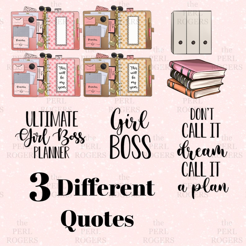 Planner Elements Clipart Set Planner Clipart Scrapbook Png Etsy