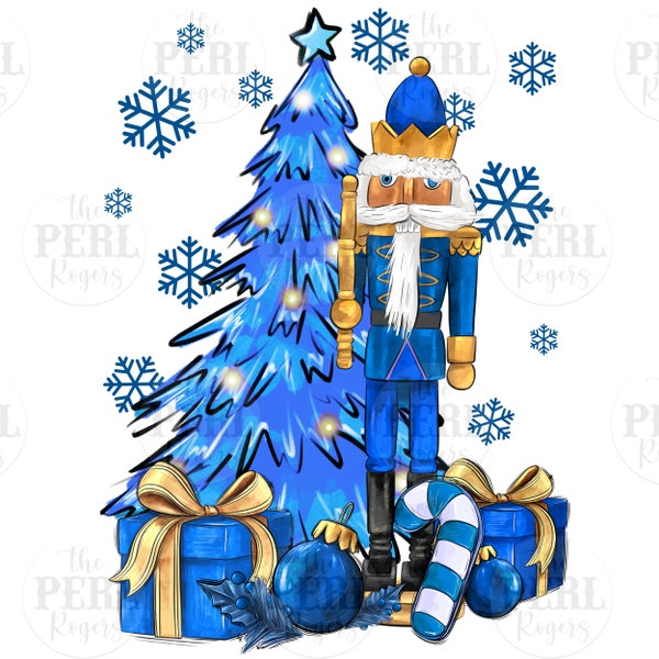 Blue Christmas tree nutcracker png sublimation design download, Christmas vibes png,Happy New Year png, Christmas png, sublimate download