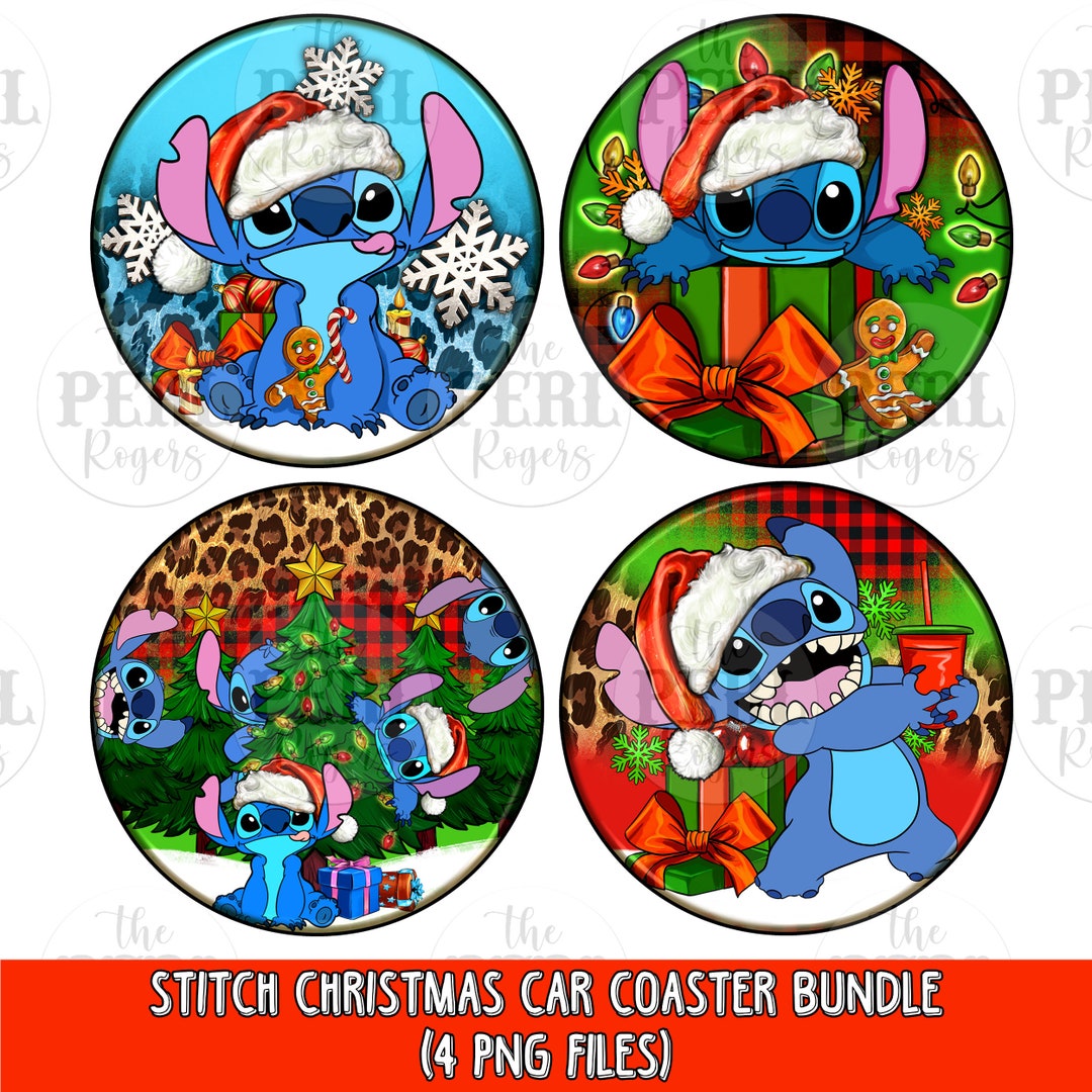Stitch Christmas Car Coaster Png Sublimation Design Bundle, Stitch Png