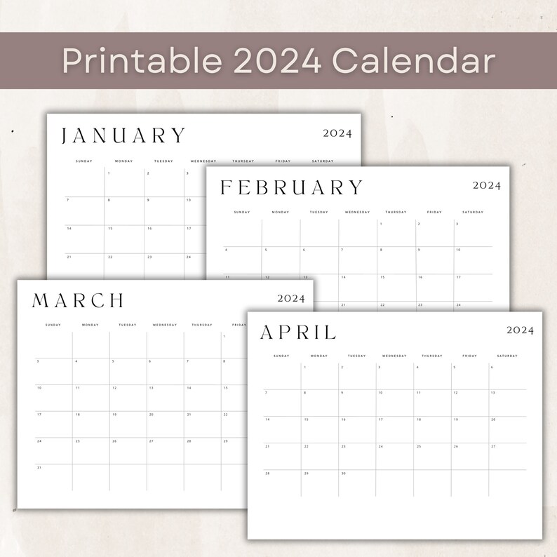 Modern Printable Calendar, 2024 Calendar, Back to School, Teacher