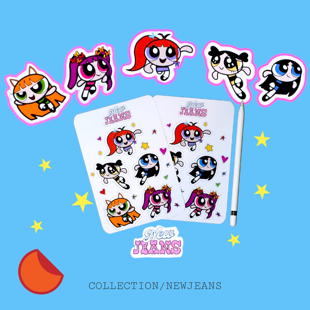 New Jeans Sticker Sheet Kpop Stickers Get up Powerpuff Etsy