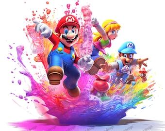 Mario PNG, archivo digital transparente, diseño de producción de camisetas, Mario colorido