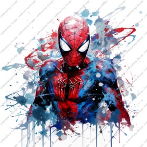 spiderman superhero design, hero kid shirt, watercolor, digital, clip art, transfer, shirt, printable, print, download