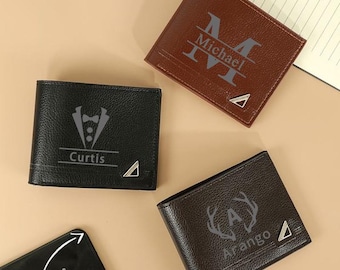 Portafoglio personalizzato in pelle pieno fiore con scomparto per carta d'identità, porta carte di credito, portafoglio corto da uomo, portafoglio alla moda di grande capacità