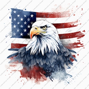 Patriotic eagle flag PNG transparent clipart, printable sublimation, digital instant download, american eagle PNG clipart