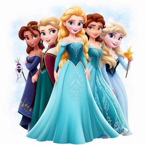 Snow White Elsa Cinderella Aurora Tiana Ariel Jasmine Rapunzel Belle Princess PNG clipart instant digital download for ironing or printing