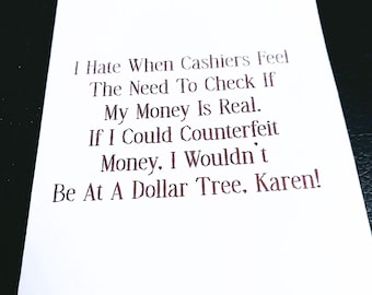 Humorous Cashier Card