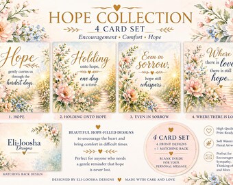 Floral Sympathy Cards | Watercolor Hope & Comfort Messages (4 Card Set)