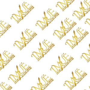 May include: A repeating pattern of gold text on a white background. The text reads "IMUE AM ART THAT DEFIES THE LIMITS OF TIME".