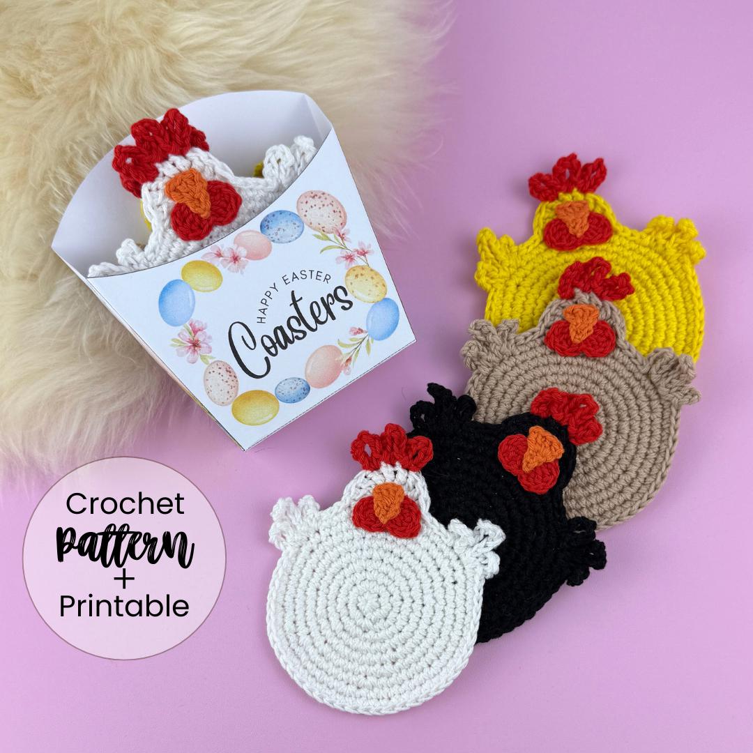 Easter Coaster Crochet Pattern + Printable for Handmade Easter Coasters ...