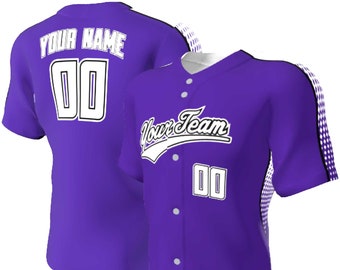 Custom 6-Button Baseball Jersey: Retro Dot Matrix Design