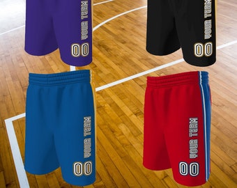 Retro 3 Color Old School Design Custom Basketball Shorts - Order Custom Jerseys for a Complete Uniform - Team Name, Player Name and Numbers