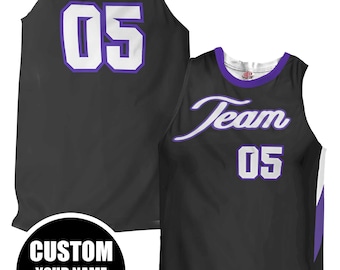 Custom Black Basketball Jersey: Elegant Script Font, Bold Names & Numbers