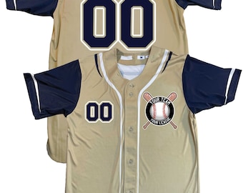 Customizable Baseball Jersey: 6-Button, 3-Color Trim, Team Logo